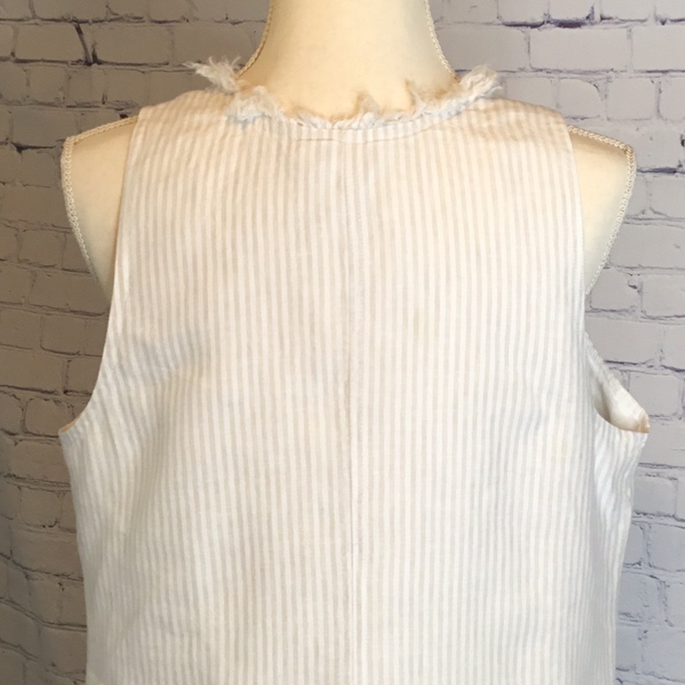 Tommy Bahama Two Palms Ruffle White/tan Striped Shift Dress - Picture 5 of 12